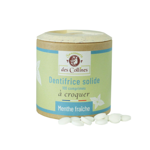 Dentifrice solide à croquer - 100 pastilles - Savonnerie des Collines