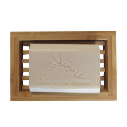 Porte-Savon en Bambou - Modèle Rectangle - Photo avec Savon - Savonnerie des Collines